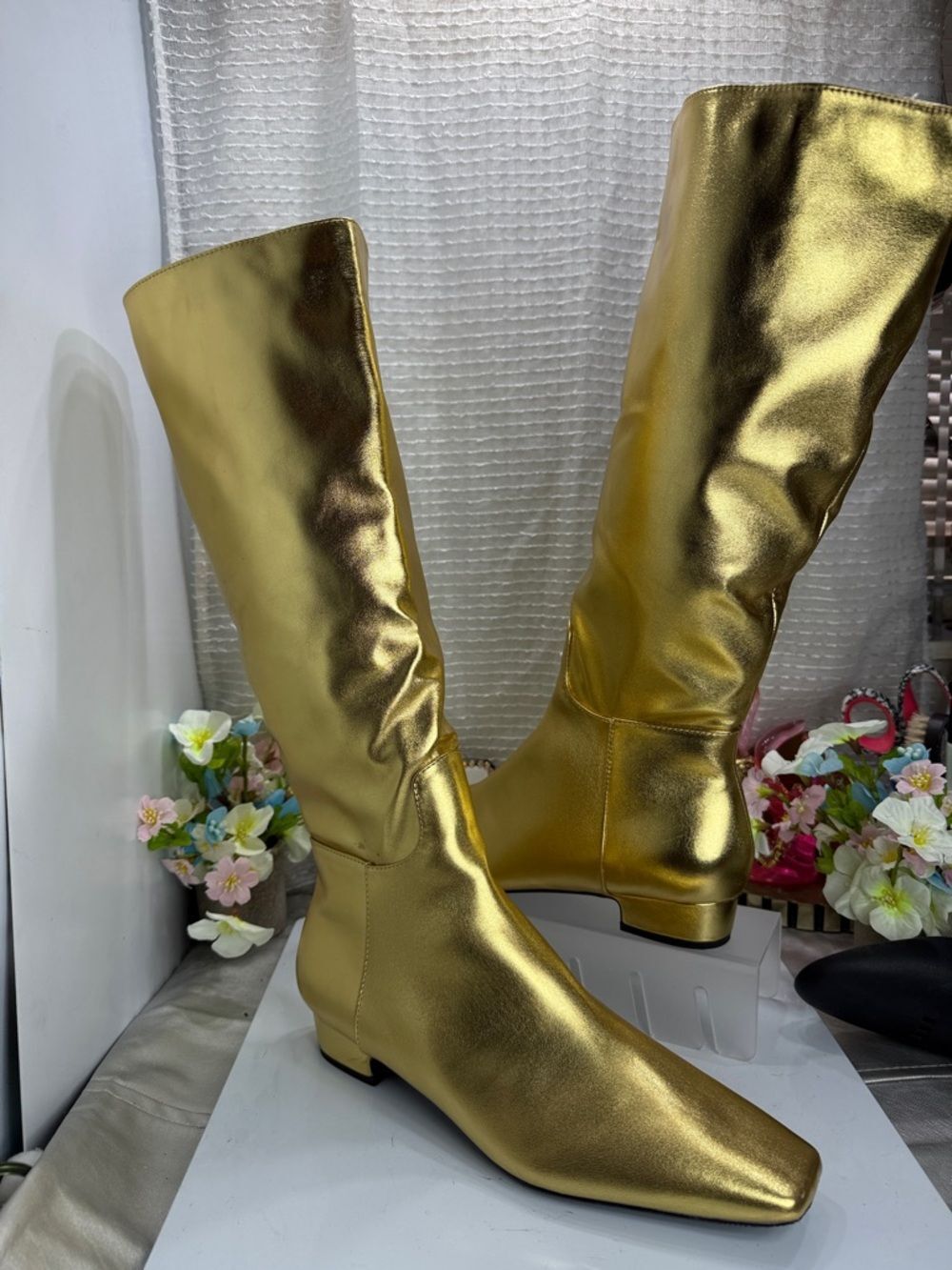 (Q6)Beauty Cry women's square toe knee-high boots with low chunky heel,size 10.5 - Picture 3 of 15